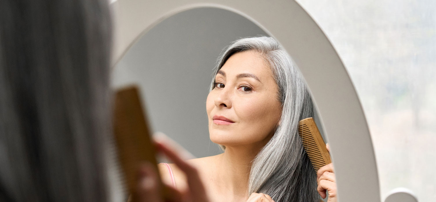 woman brushing hair