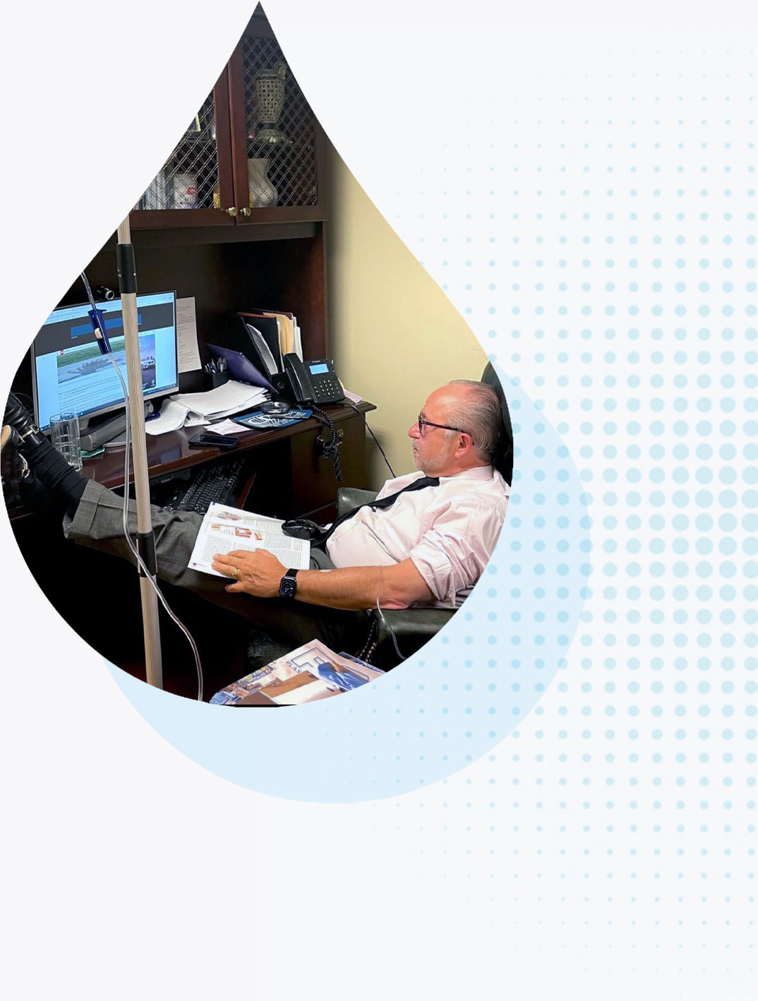 dr geldner in office iv transfusion