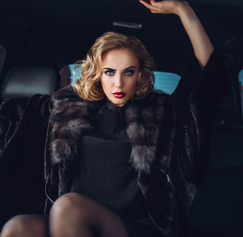 tummy tuck model in a limo